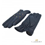 Guanto donna in vera pelle nappa foderato cashmere con nodini colorati in pelle sul dorso.